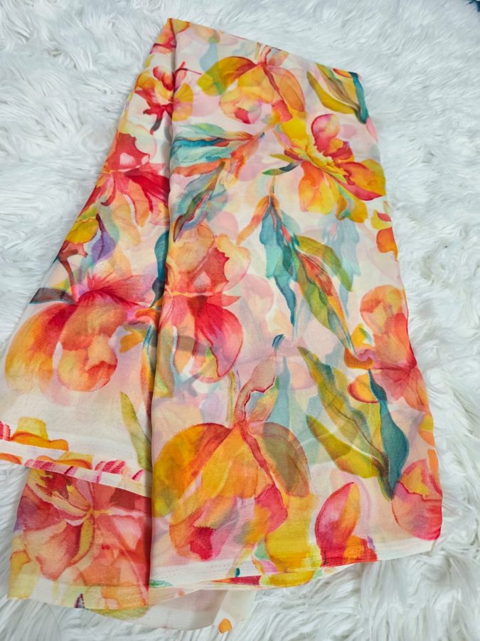 Peach Floral Kurti Set