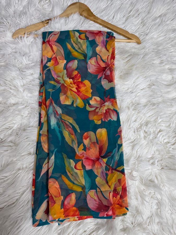 Teal Floral Kurti Set