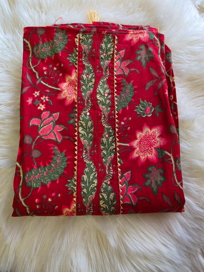 Crimson Red Floral Suit