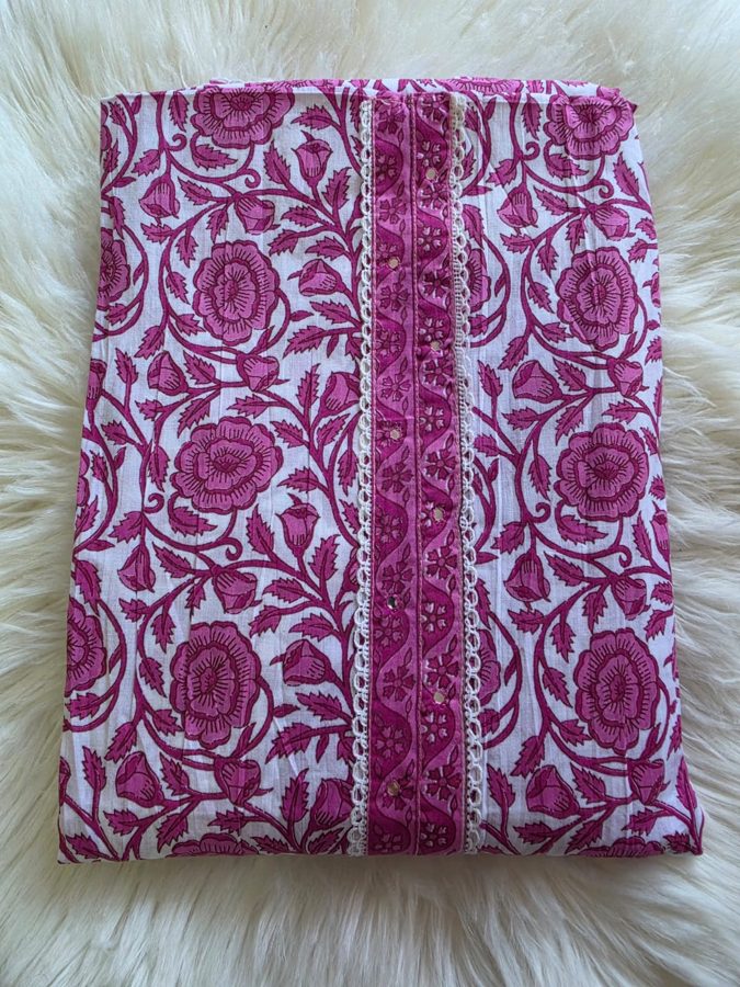 Magenta Block-Print Suit